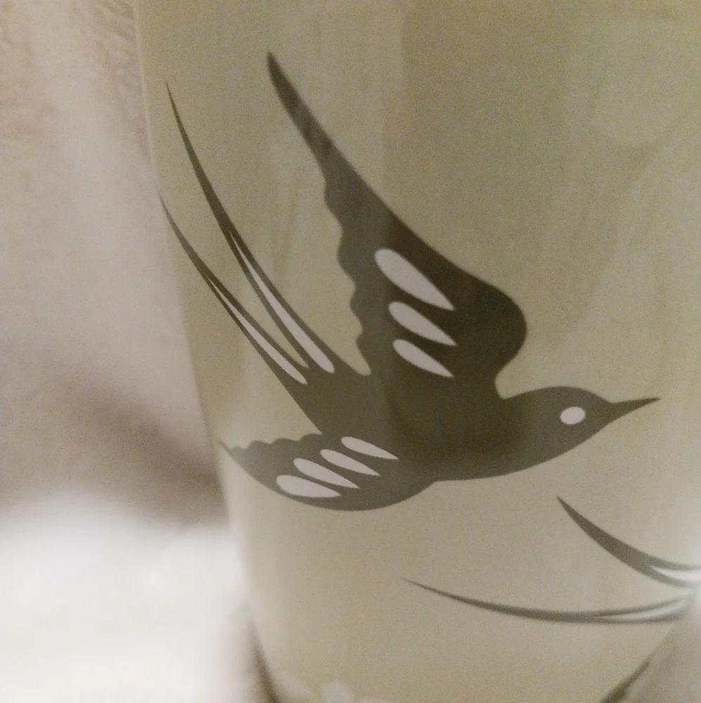 Teaforte Ceramic Green Sparrow Motif Tea Mug with Lid